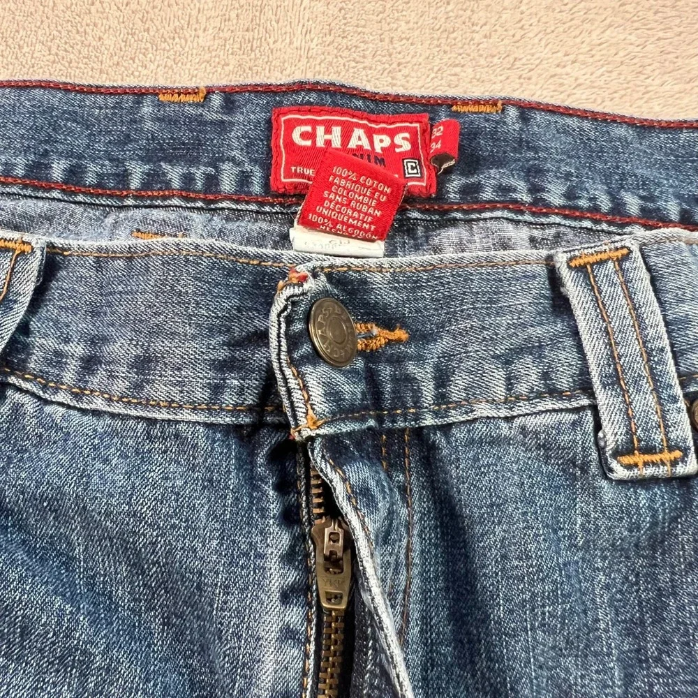 Chaps Denim Carpenter Jeans Mens Size 32x34 Blue Hammer Loop Straight Leg Cotton